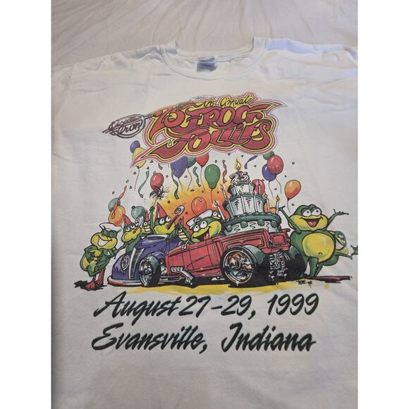 Frog Follies Vintage White Men's Size Xl Short Sleeve T-Shirt Gildan Tag - Picture 1 of 3